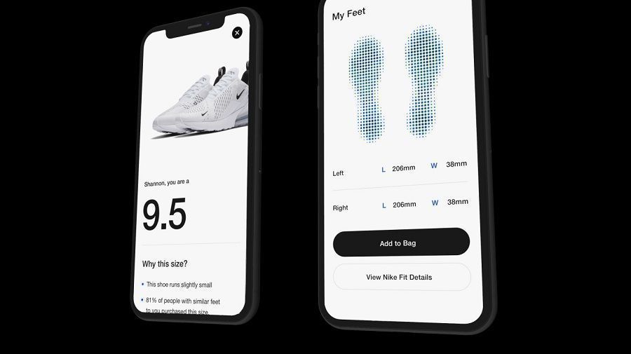 Nike launched an application on a smartphone that allows you to choose the right shoe size without trying on