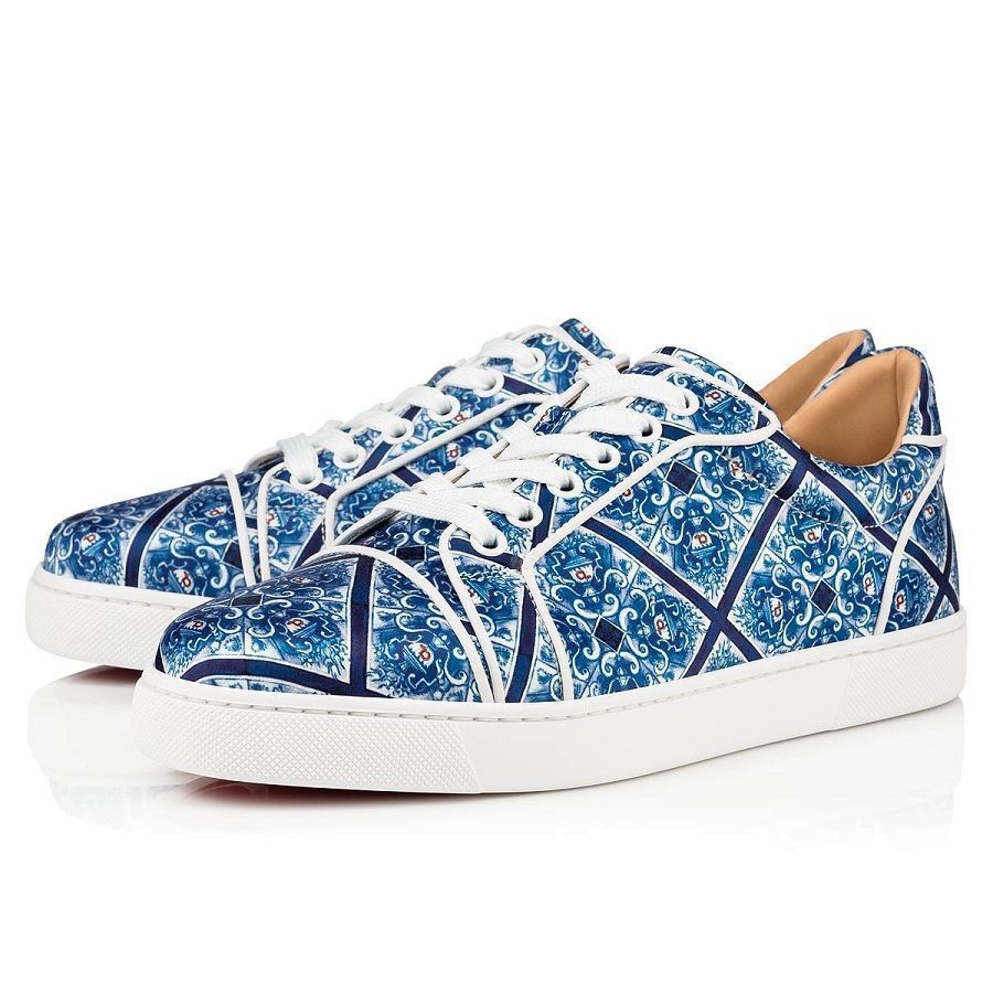 Christian Louboutin Vieira Satin Azulejos, 585 Pounds