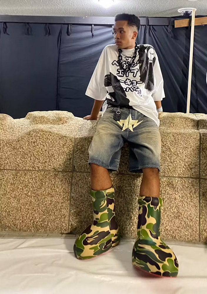 Catwalk BAPE and MSCHF Big Red Boot