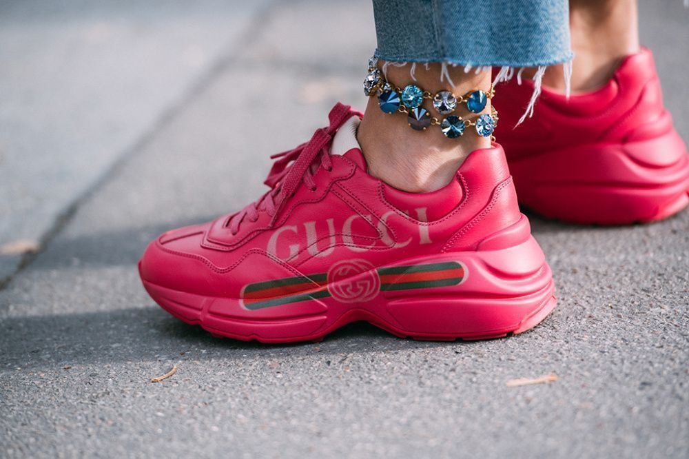 Trendy shoes on the streets of Paris during the Fashion Week