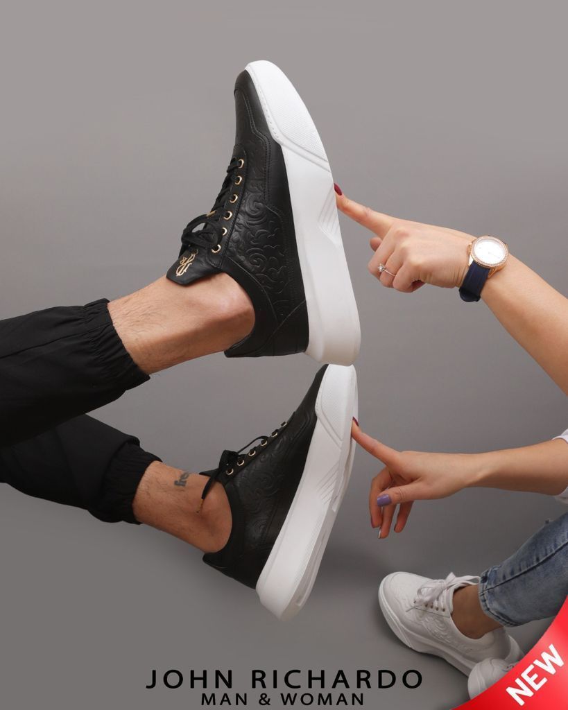 JOHN RICHARDO 12456 BLACKGREYWHITE LEATHER SNEAKER  TMNewYork  Tsakiris  Mallas Shoes Store  Kings Highway Brooklyn