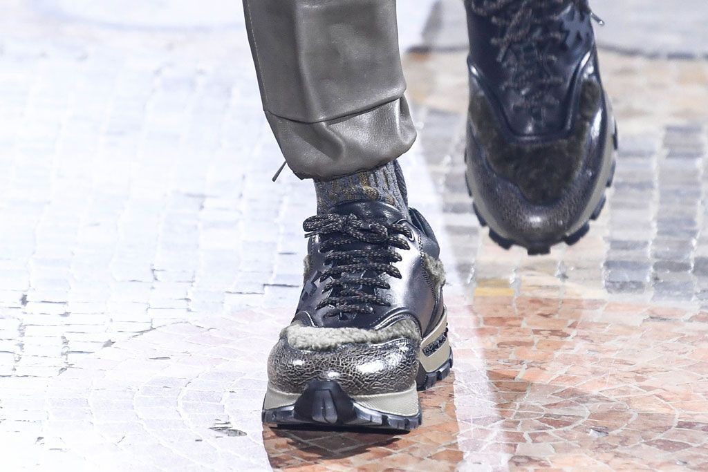 Mixed materials in the design of “Cesare” Ermenegildo Zegna sneakers, fall-winter'19, photo: Footwearnews.com