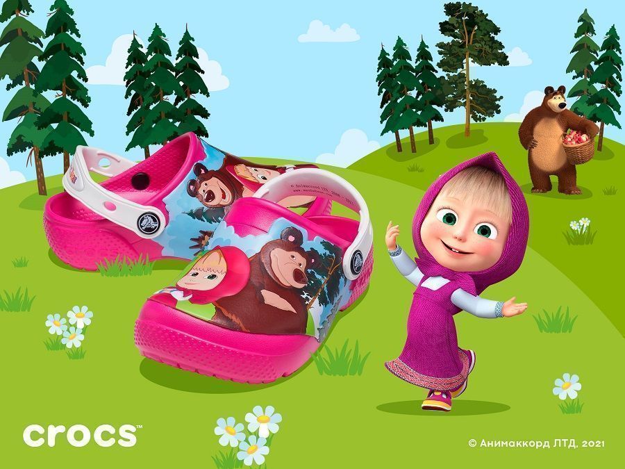 Crocs has released clogs with characters from the cartoon "Masha and the Bear"