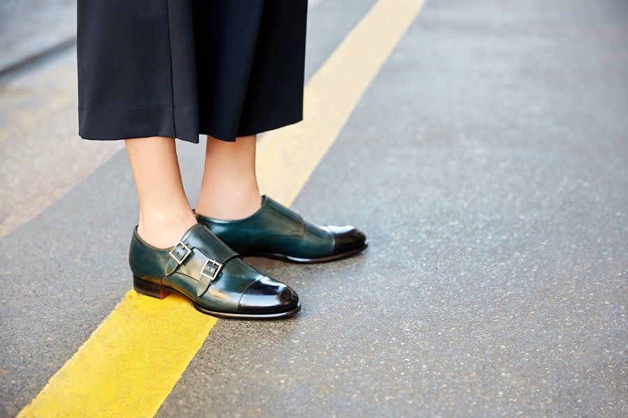 Santoni offers individual tailoring of female monks with a double buckle