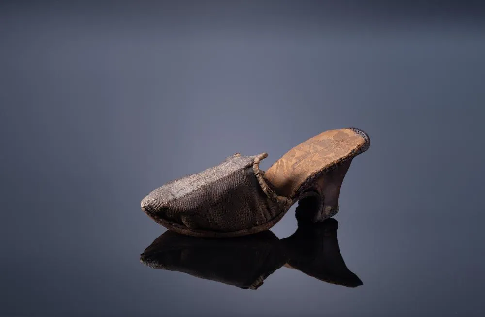 Shoe. Russia, from the necropolis of the Znamensky Monastery. XVIII century. Brocade, damask, leather.