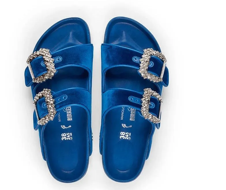 Manolo Blahnik for Birkenstock 青 サンダル Manolo Blahnik and Birkenstock Collaboration Released