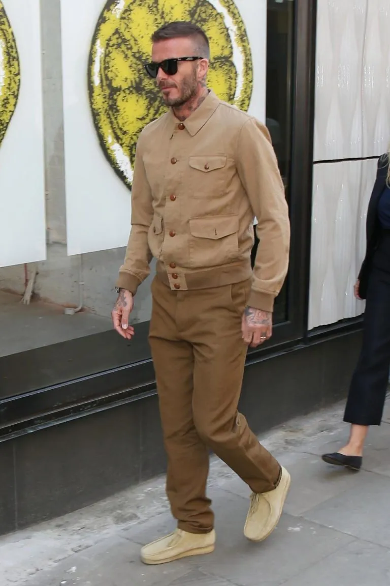 David Beckham en Wallabees en la Semana de la Moda de Londres